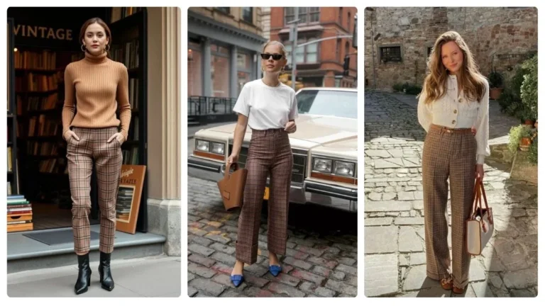15 Gorgeous Brown Plaid Trousers Outfit Ideas